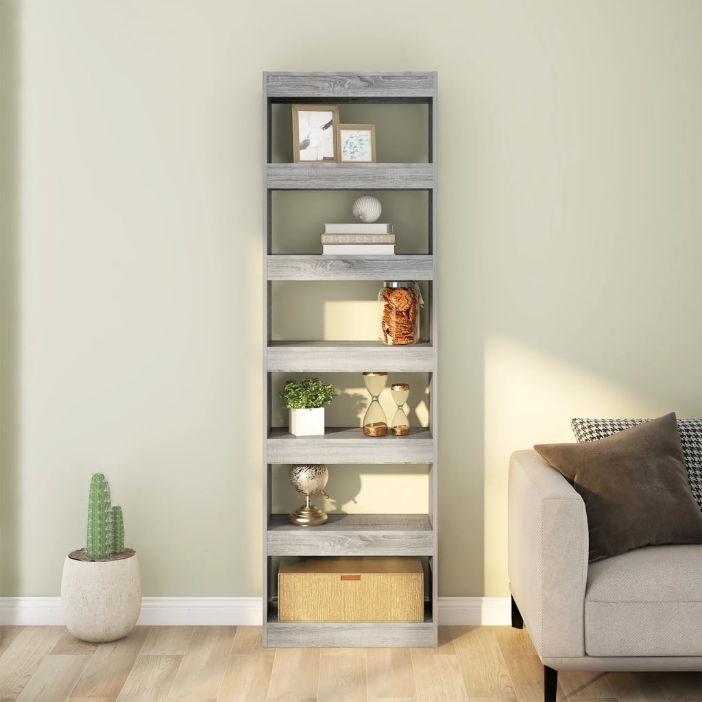 Bibliothèque/séparateur de pièce gris Sonoma 60x30x198 cm