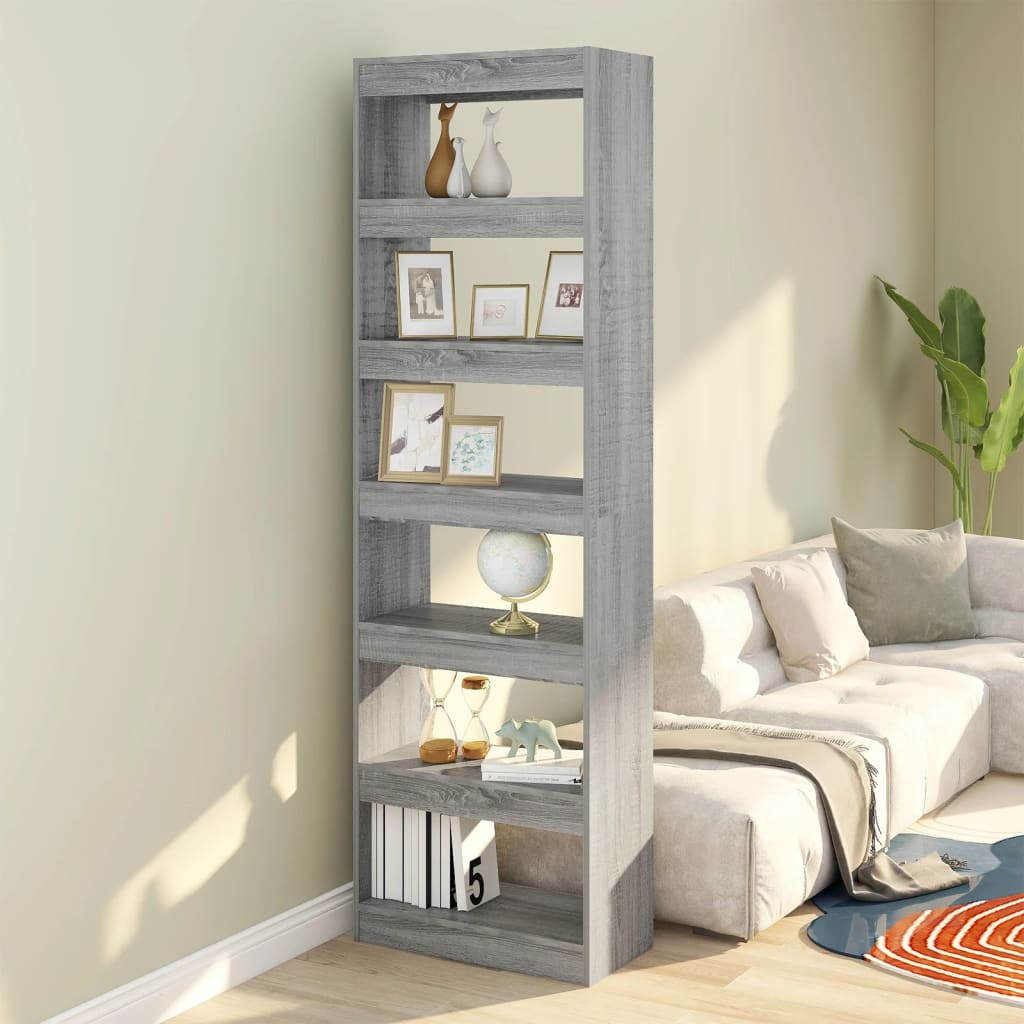 Bibliothèque/séparateur de pièce gris Sonoma 60x30x198 cm
