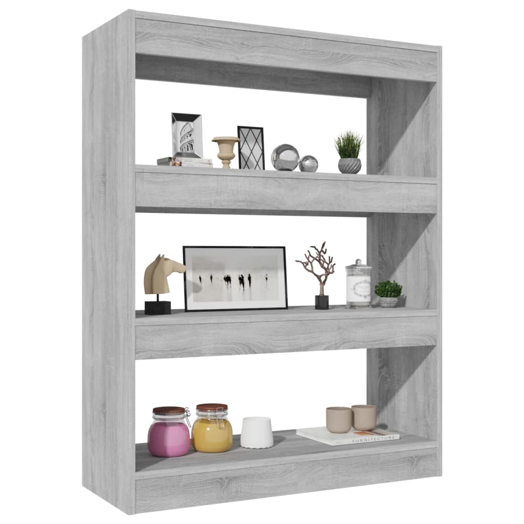 Bookcase/room divider gray Sonoma 80x30x103 cm wood material