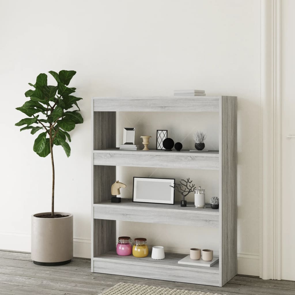 Bookcase/room divider gray Sonoma 80x30x103 cm wood material