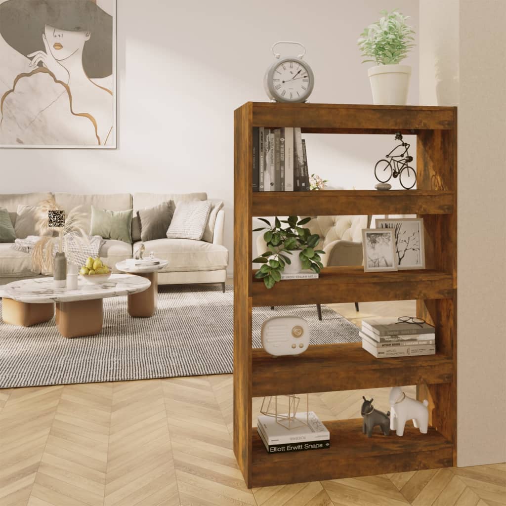 Bookcase/room divider smoked oak 80x30x135 cm wood material