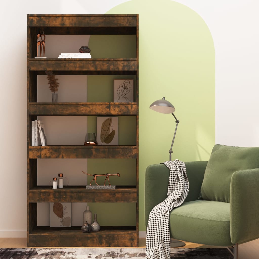 Bookcase/room divider smoked oak 80x30x166 cm wood material