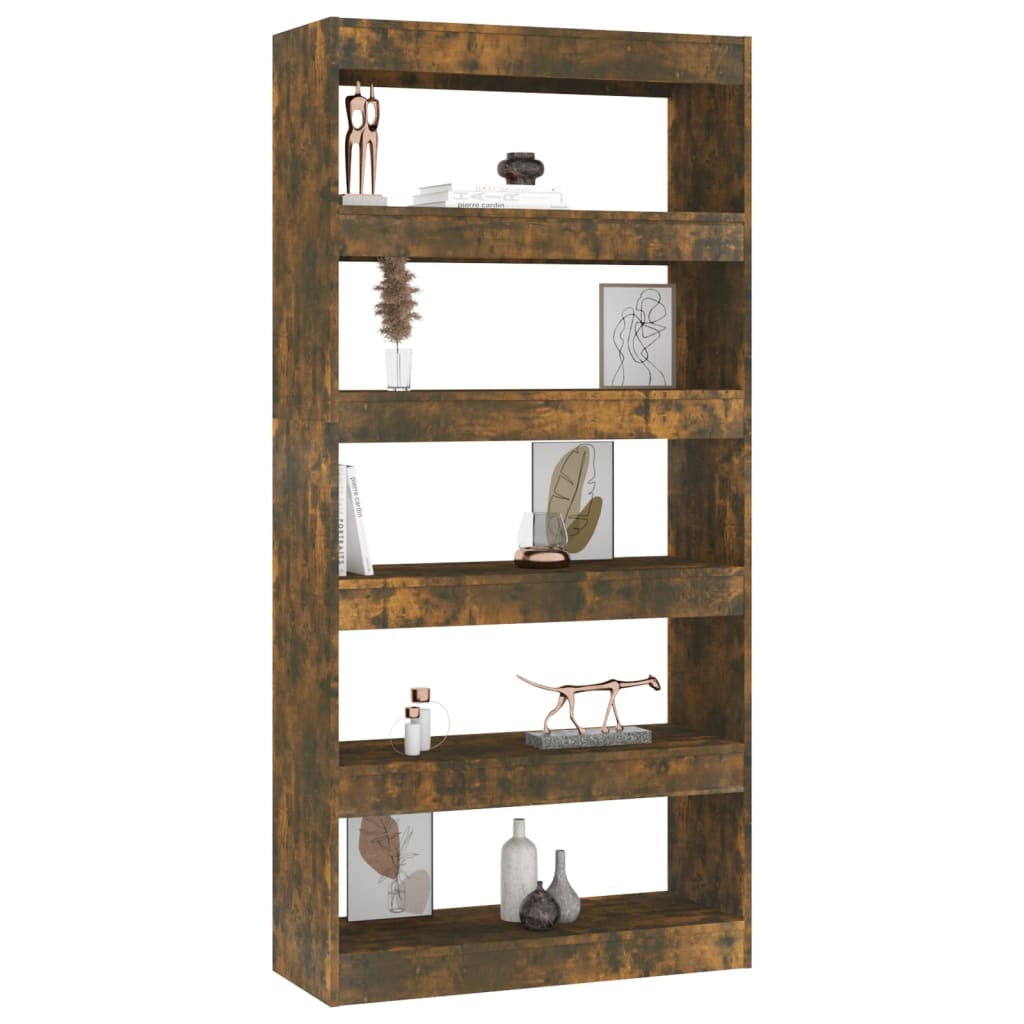 Bookcase/room divider smoked oak 80x30x166 cm wood material