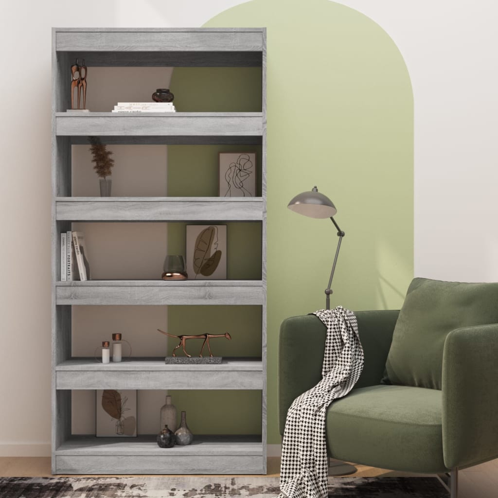 Bibliothèque/séparateur de pièce gris Sonoma 80x30x166 cm matériau bois