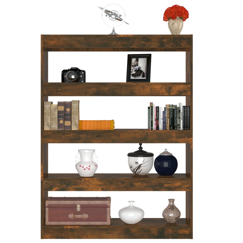 Bibliothèque/séparateur de pièce chêne fumé 100×30×135 cm
