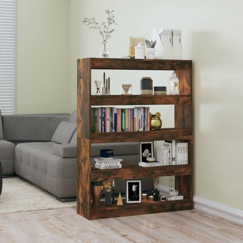Bibliothèque/séparateur de pièce chêne fumé 100×30×135 cm
