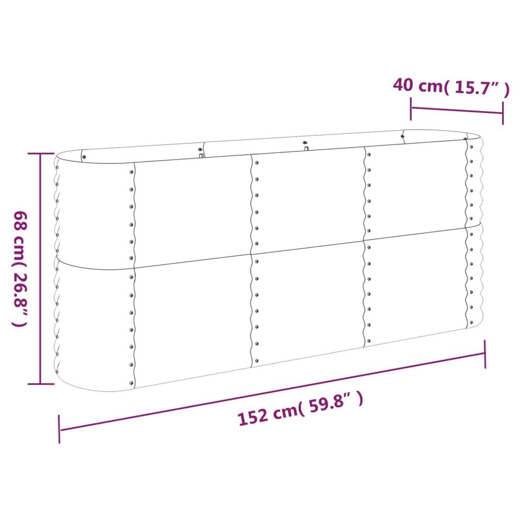 Hochbeet Verzinkter Stahl 152x40x68 cm Braun
