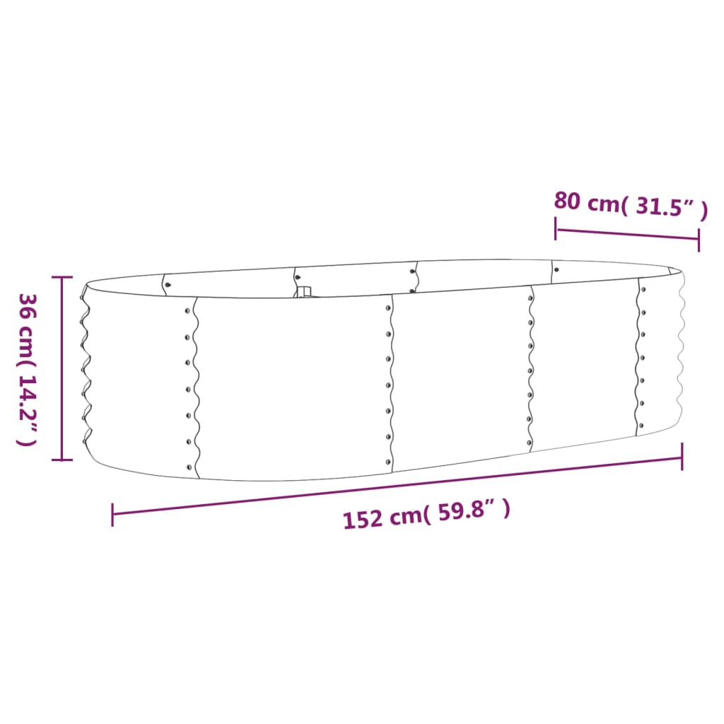 Hochbeet Verzinkter Stahl 152x80x36 cm Grün