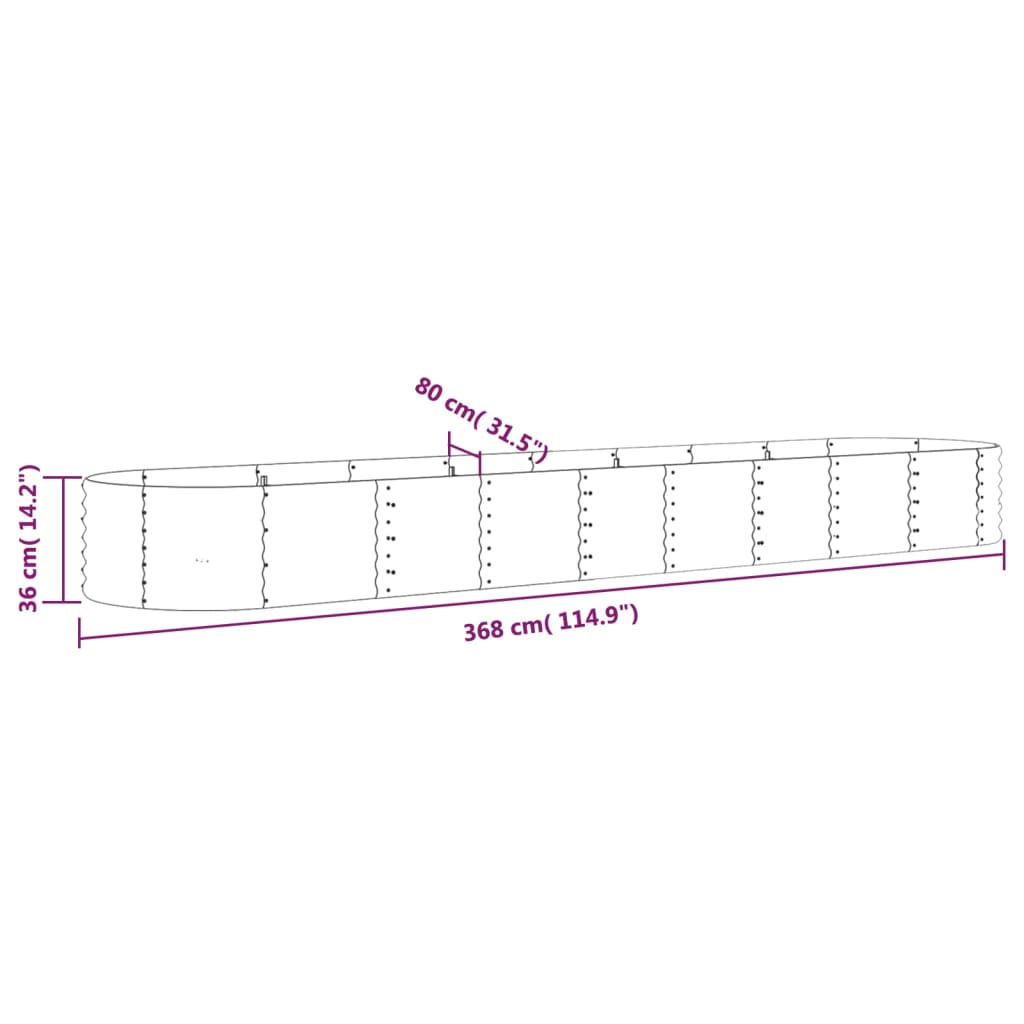 Hochbeet Verzinkter Stahl 368x80x36 cm Braun