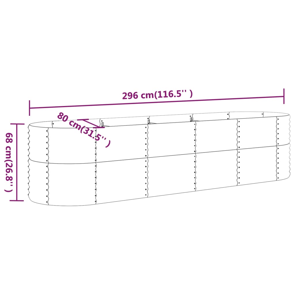 Hochbeet Verzinkter Stahl 296x80x68 cm Braun