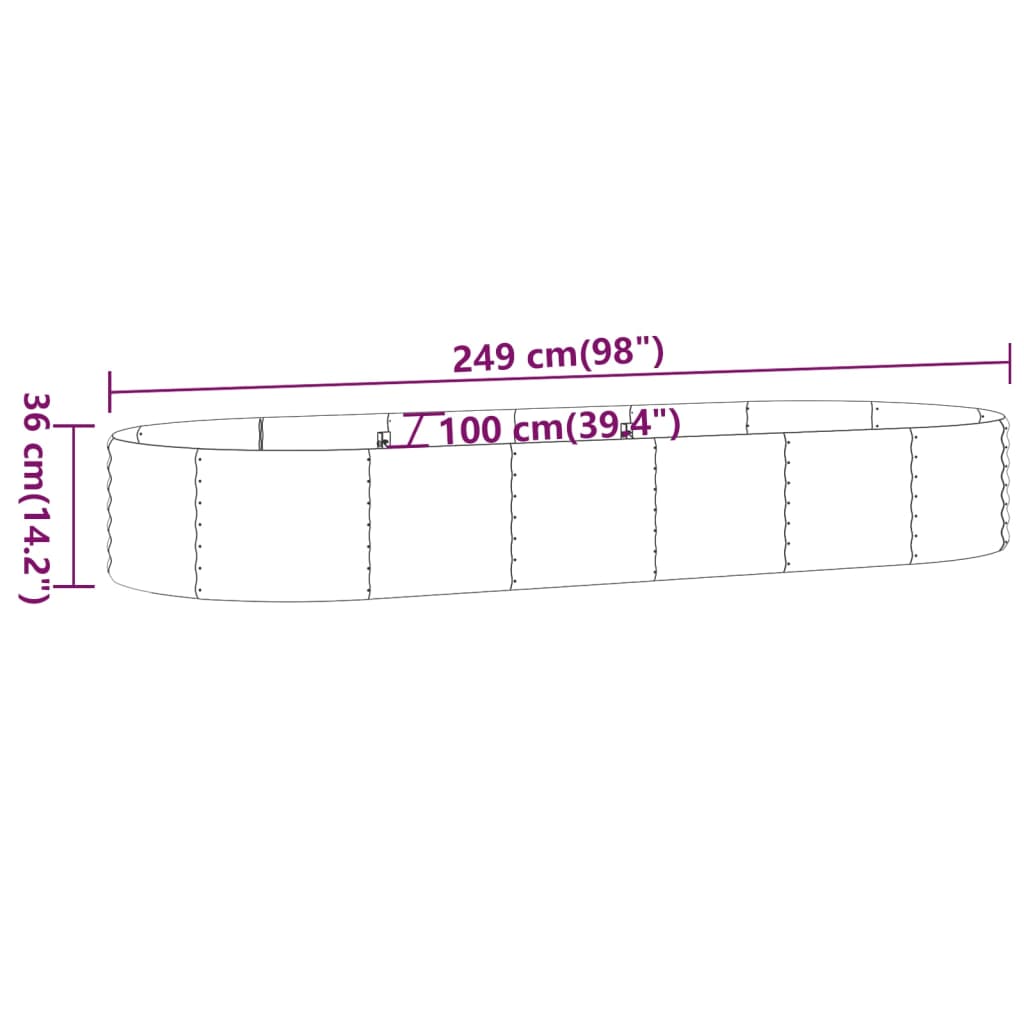 Hochbeet Verzinkter Stahl 249x100x36 cm Grau