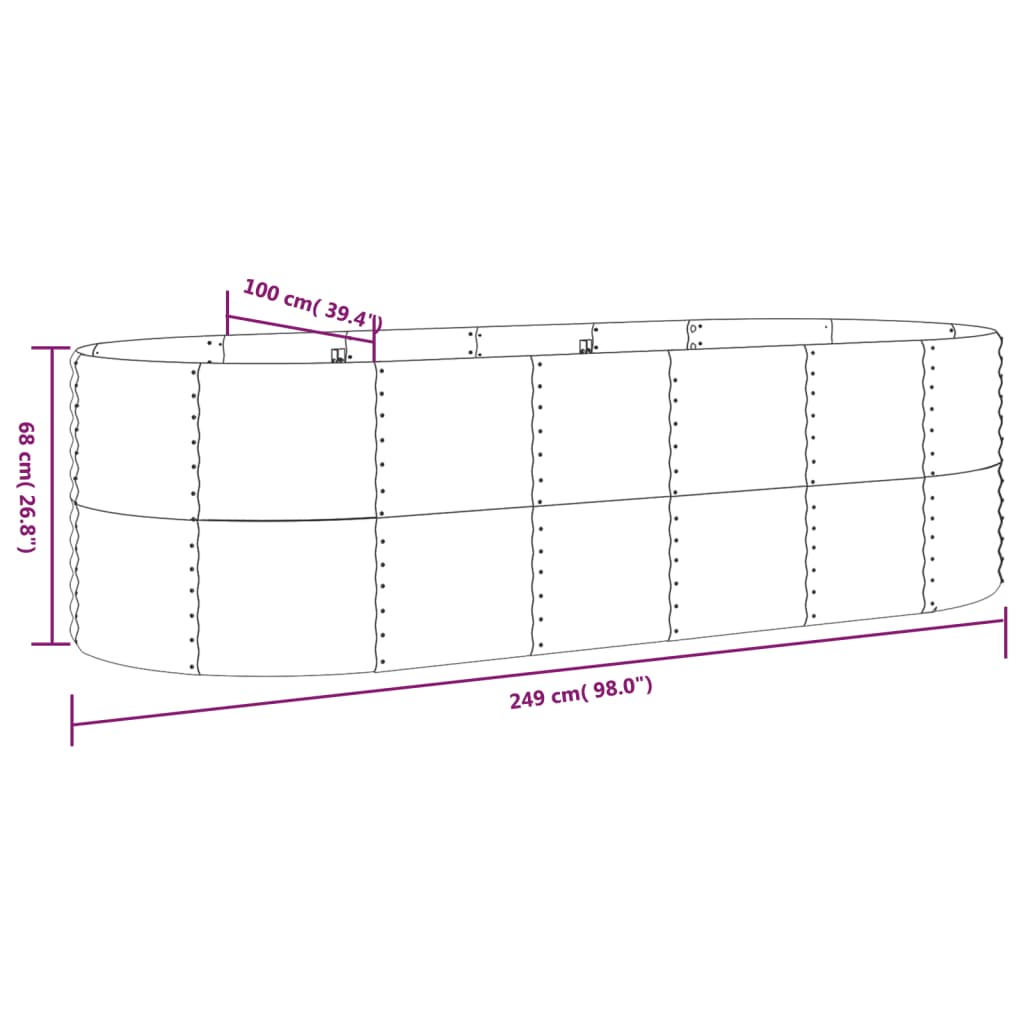 Hochbeet Verzinkter Stahl 249x100x68 cm Braun