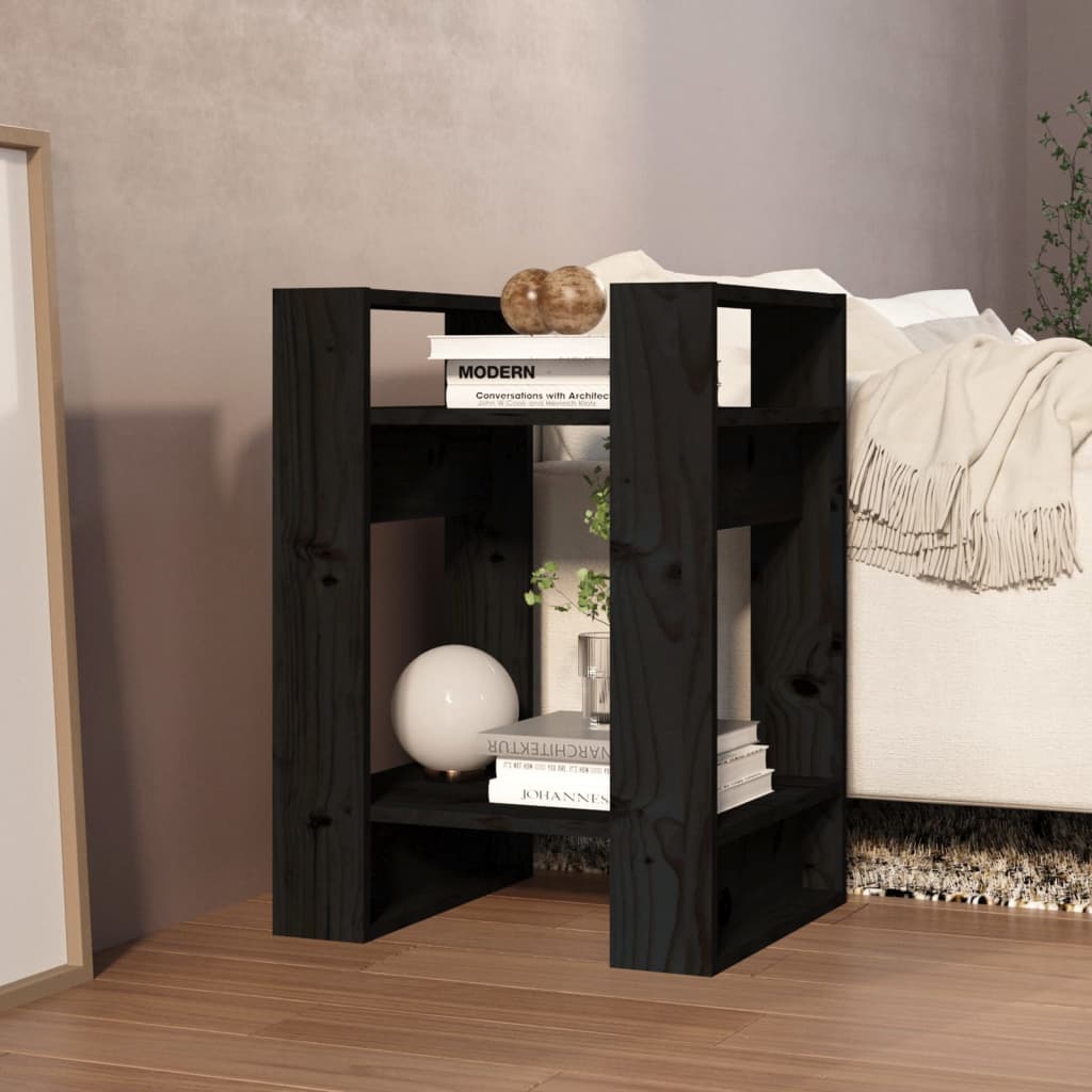 Bibliothèque/séparateur de pièce noir 41x35x57 cm bois de pin massif