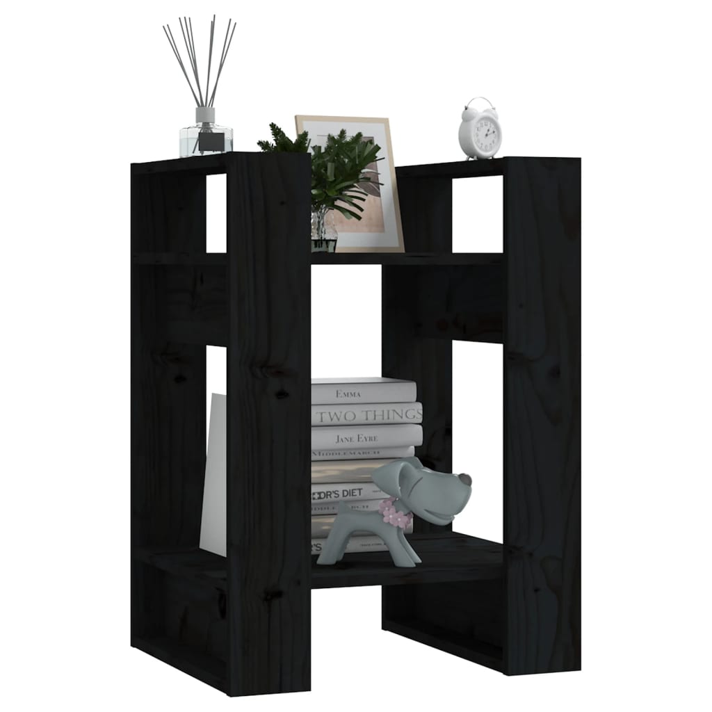 Bibliothèque/séparateur de pièce noir 41x35x57 cm bois de pin massif