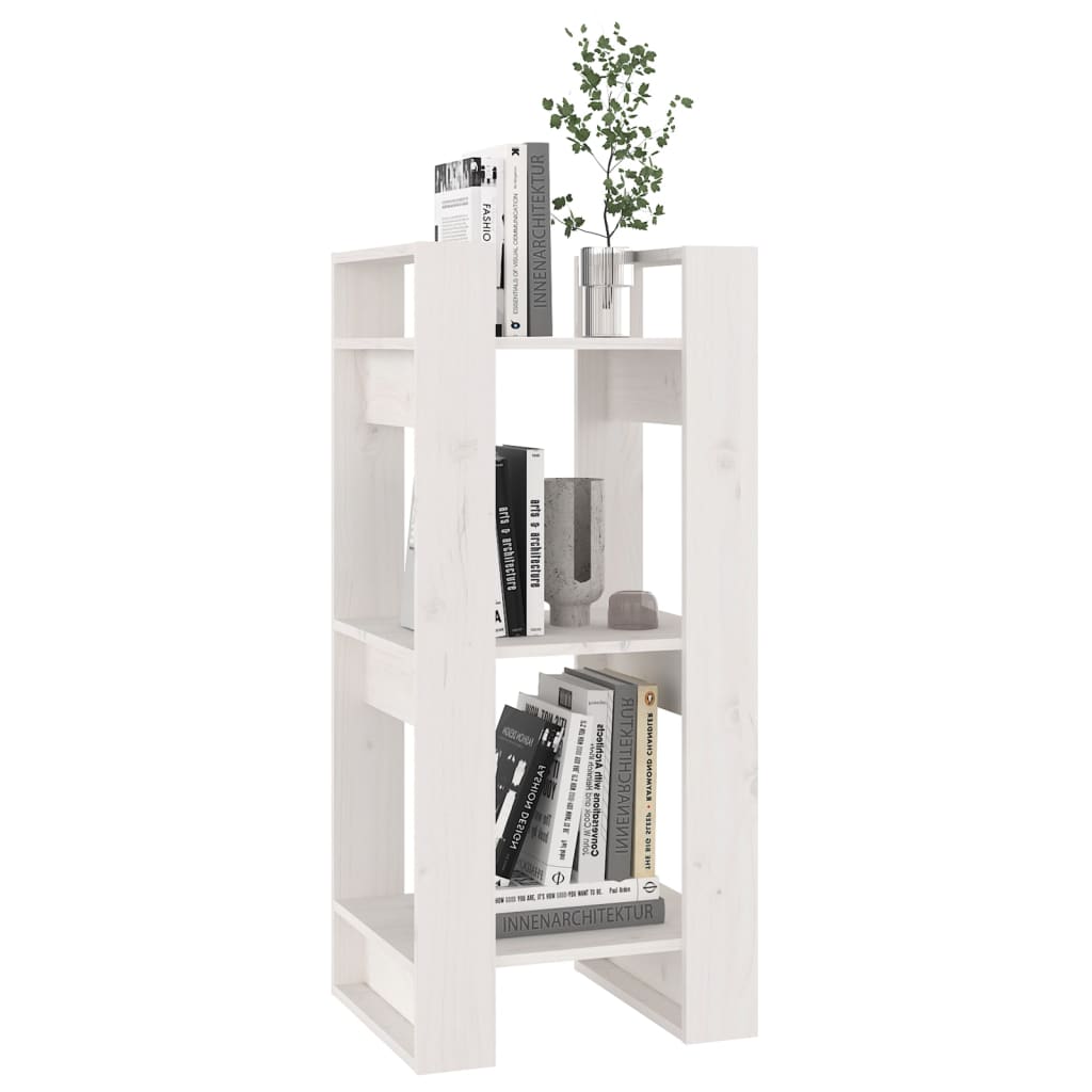 Bookcase/room divider white 41x35x91 cm solid pine wood