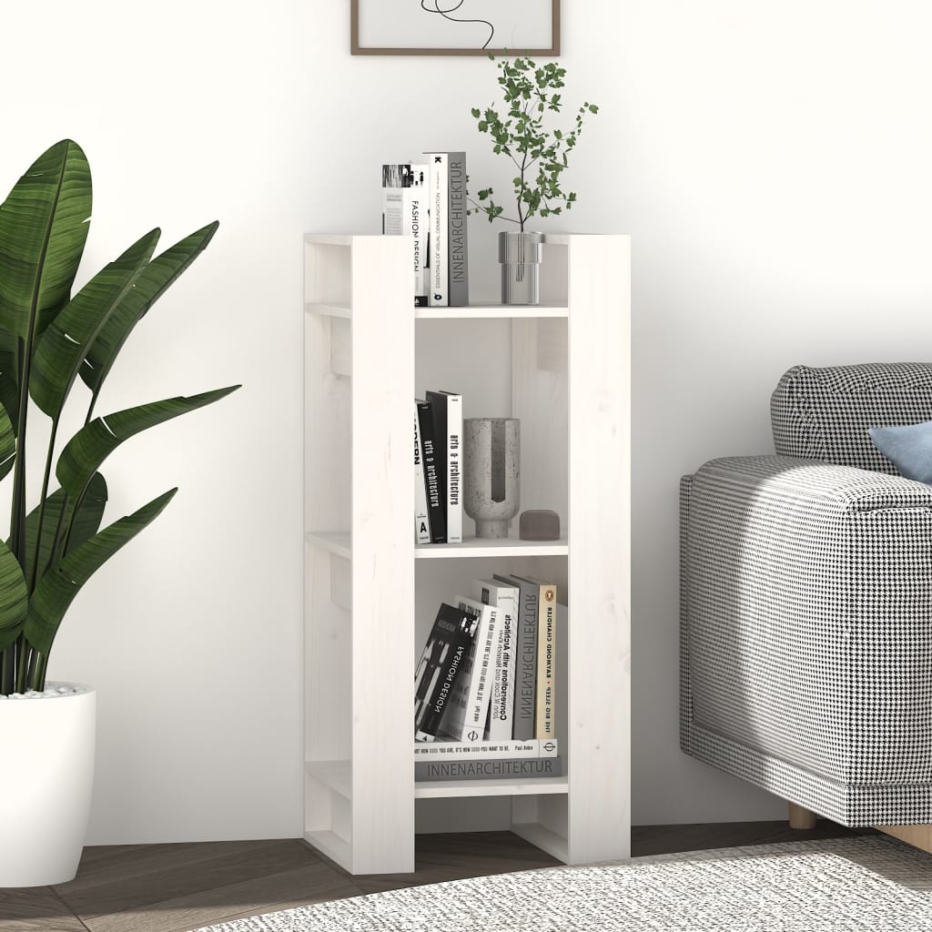 Bookcase/room divider white 41x35x91 cm solid pine wood