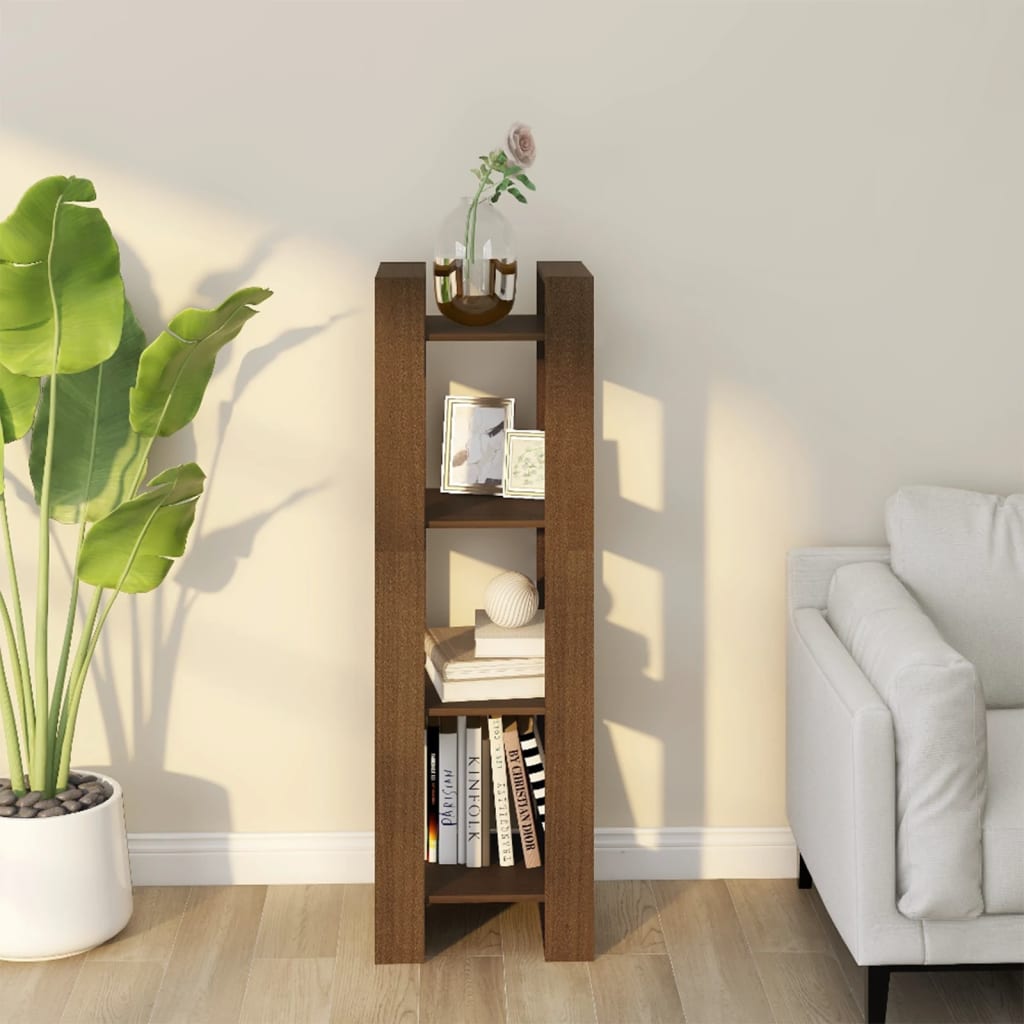Bibliothèque/séparateur de pièce marron miel 41x35x125cm bois de pin massif