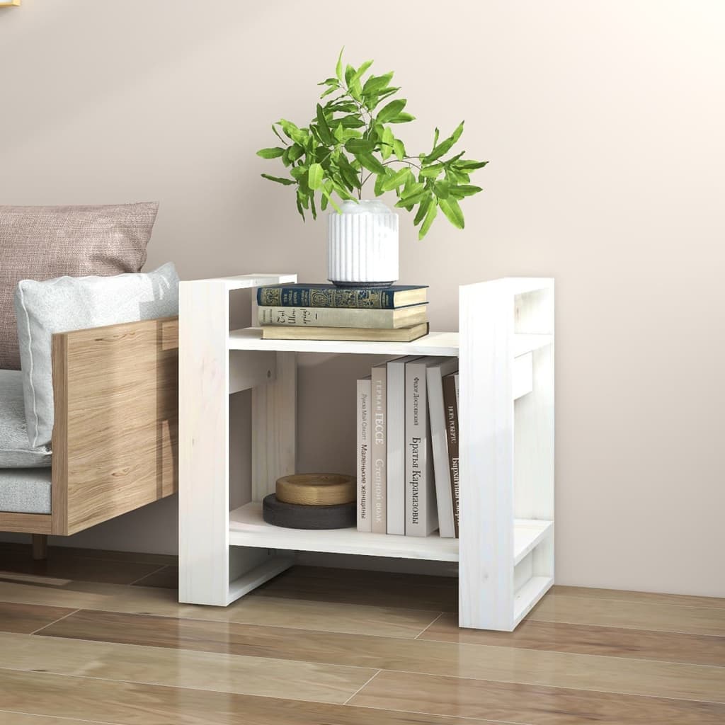 Bookcase/room divider white 60x35x57 cm solid pine wood