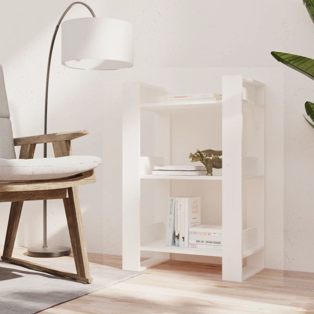Bibliothèque/séparateur de pièce blanc 60x35x91 cm bois de pin massif