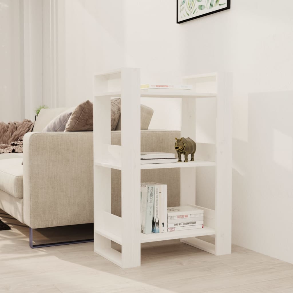 Bibliothèque/séparateur de pièce blanc 60x35x91 cm bois de pin massif