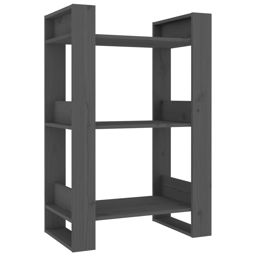 Bibliothèque/séparateur de pièce gris 60x35x91 cm bois de pin massif