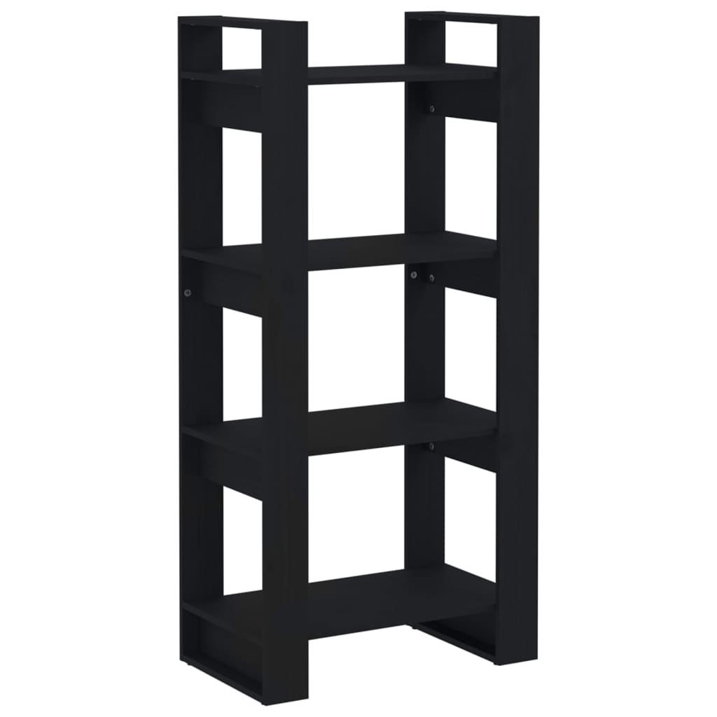 Bibliothèque/séparateur de pièce noir 60x35x125 cm bois massif