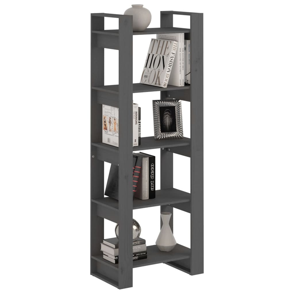 Bibliothèque/séparateur de pièce gris 60x35x160 cm bois massif
