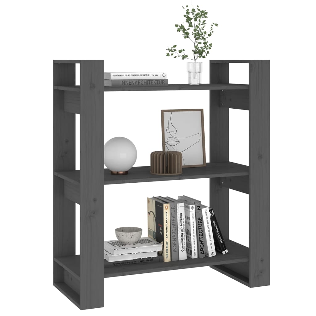 Bibliothèque/séparateur de pièce gris 80x35x91 cm bois de pin massif