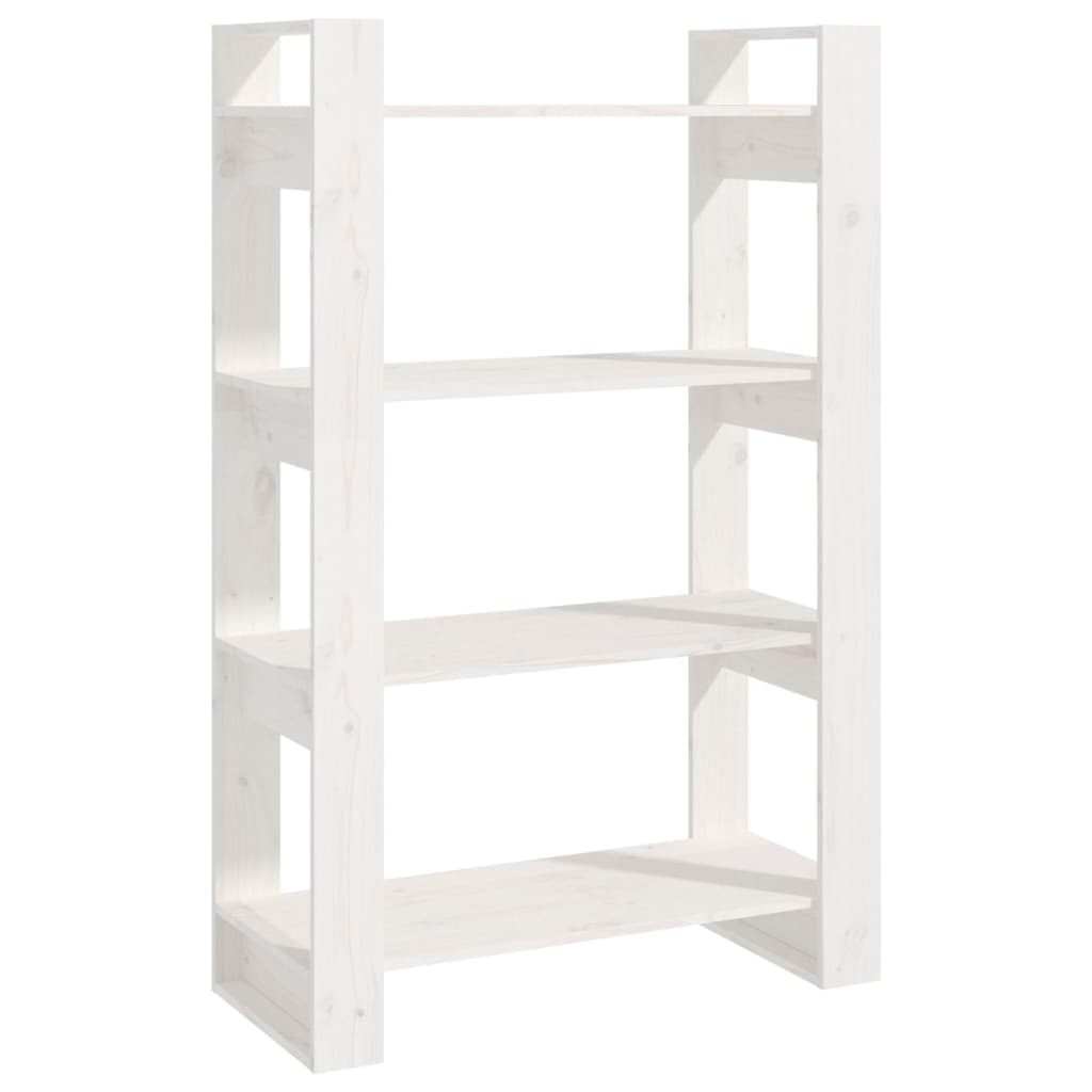 Bookcase/room divider white 80x25x125 cm solid pine wood