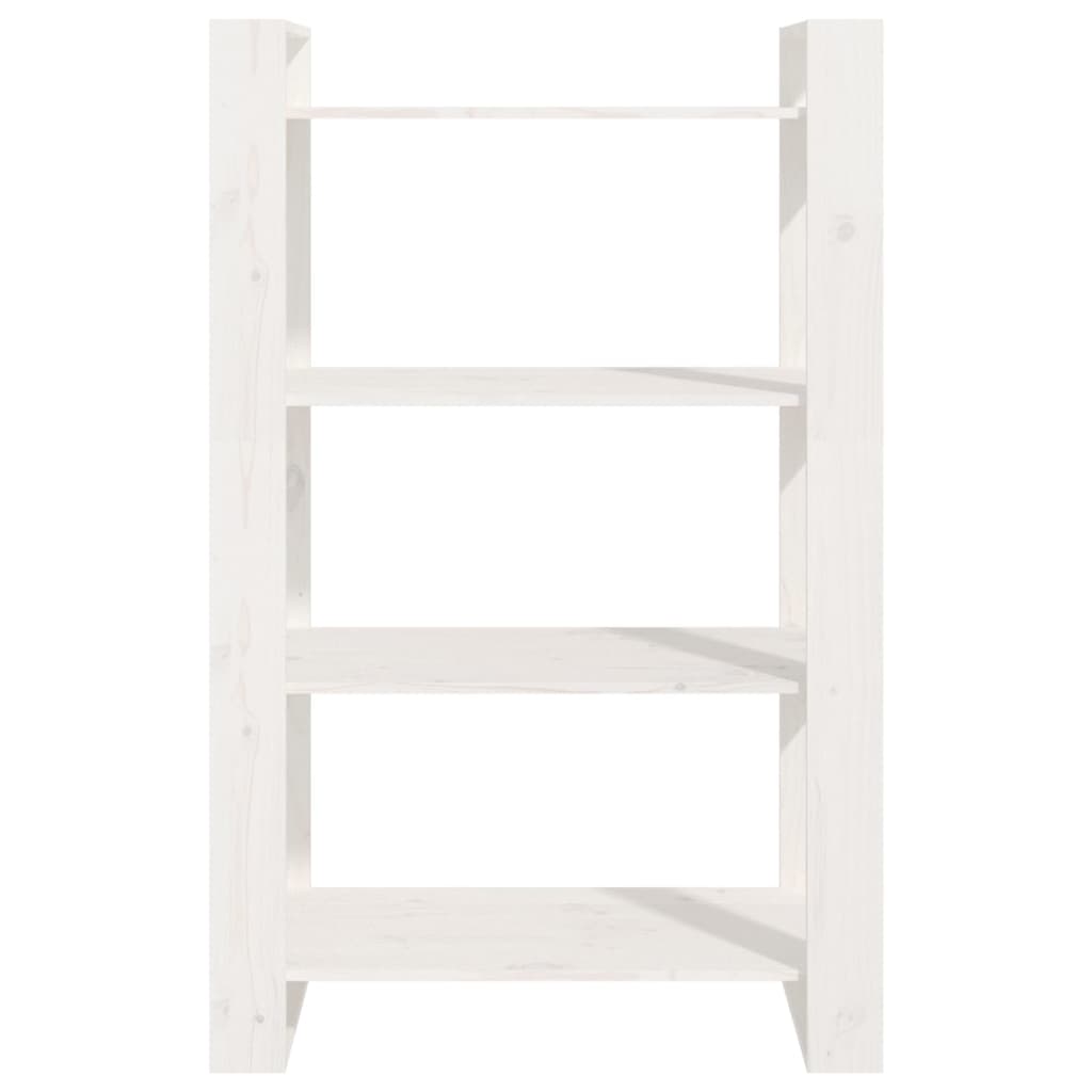 Bookcase/room divider white 80x25x125 cm solid pine wood