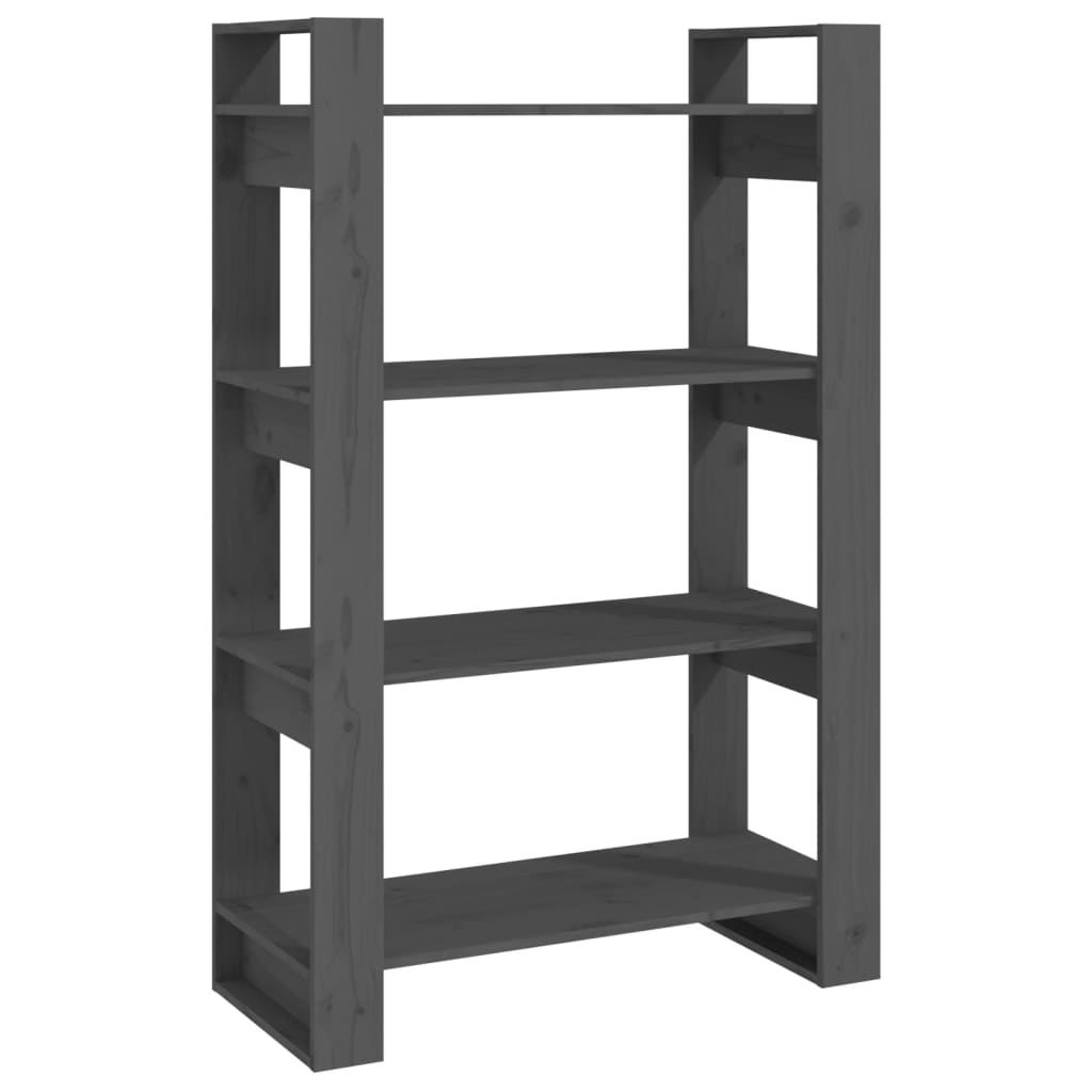 Bibliothèque/séparateur de pièce gris 80x35x125 cm bois de pin massif