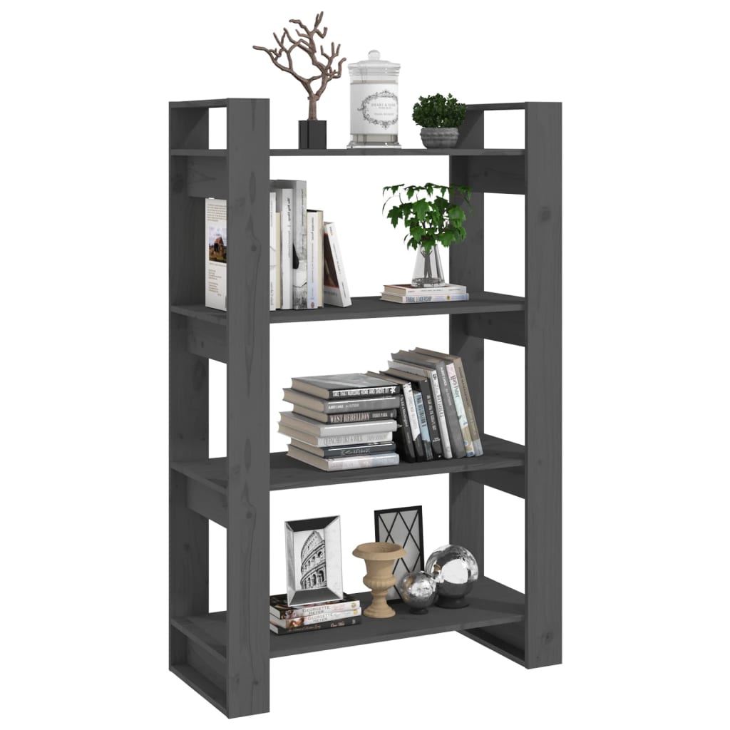 Bibliothèque/séparateur de pièce gris 80x35x125 cm bois de pin massif