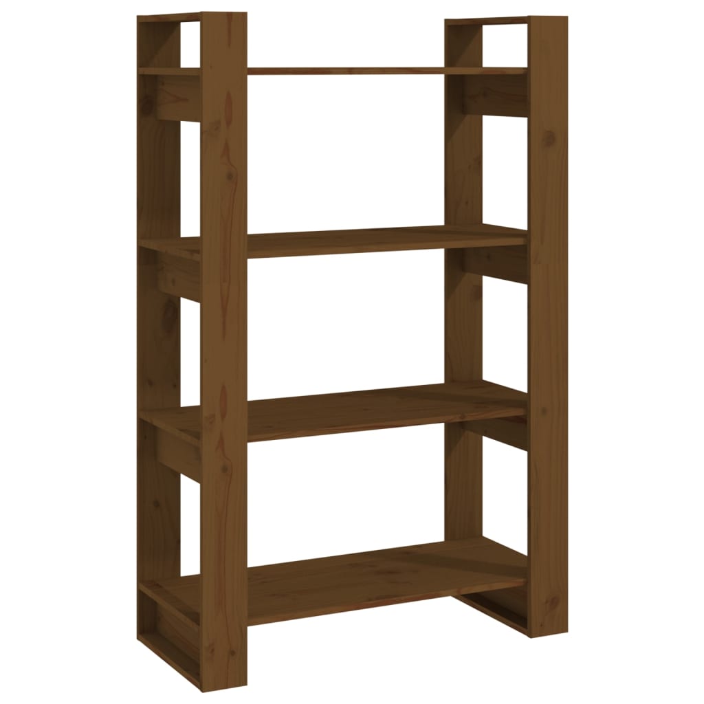Bookcase/room divider honey brown 80x35x125cm solid pine wood