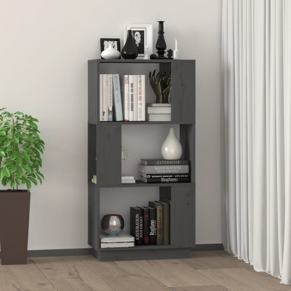 Bibliothèque/séparateur de pièce gris 51x25x101 cm bois de pin massif