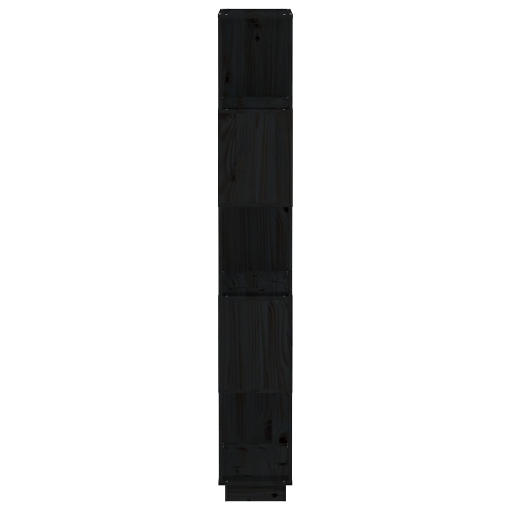 Bookcase/room divider black 80x25x163.5 cm solid pine wood