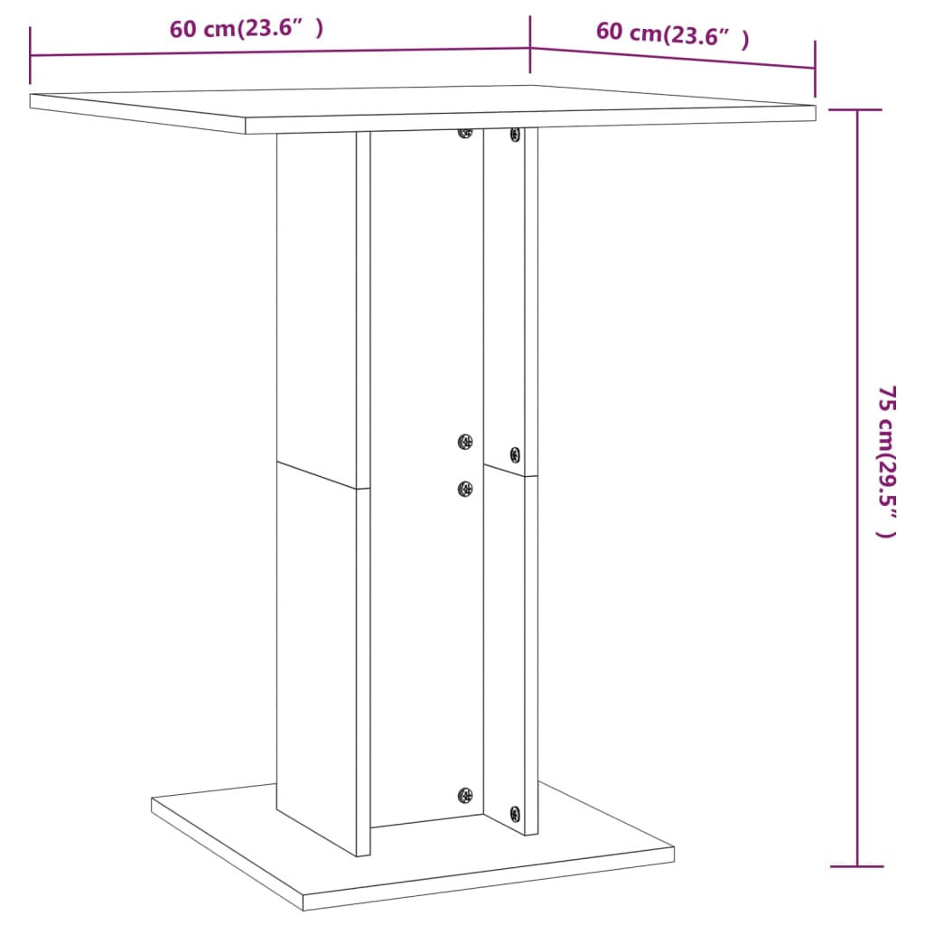 Bistrotisch Braun Eichen-Optik 60x60x75 cm Holzwerkstoff