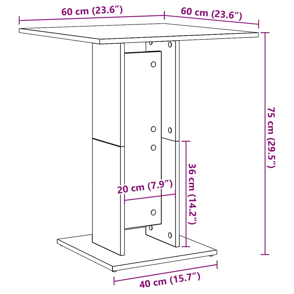 Bistrotisch Braun Eichen-Optik 60x60x75 cm Holzwerkstoff
