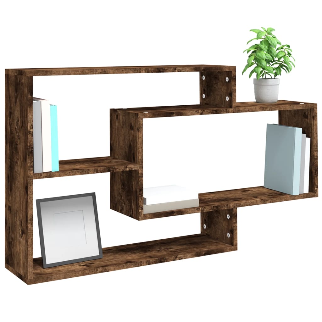Etagère murale chêne fumé 104x20x58,5 cm matière bois