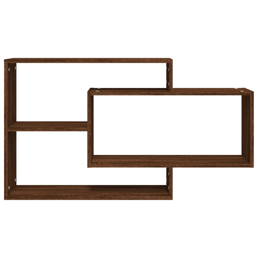 Etagère murale aspect chêne marron 104x20x58,5 cm matériau bois
