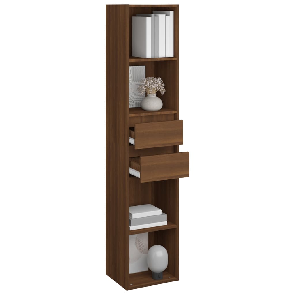 Bibliothèque aspect chêne marron 36x30x171 cm matériau bois