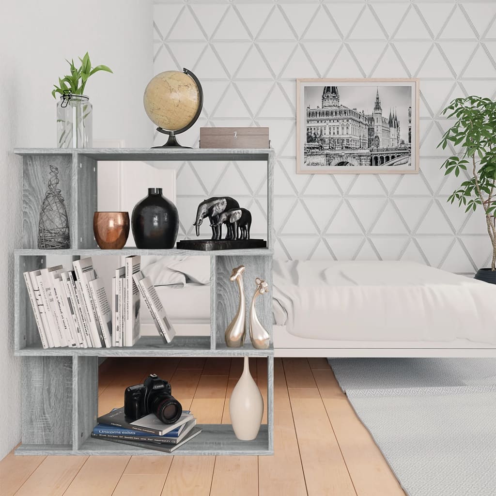 Bibliothèque/séparateur de pièce gris Sonoma 80x24x96 cm matériau bois