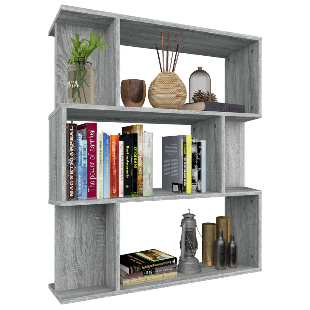 Bibliothèque/séparateur de pièce gris Sonoma 80x24x96 cm matériau bois