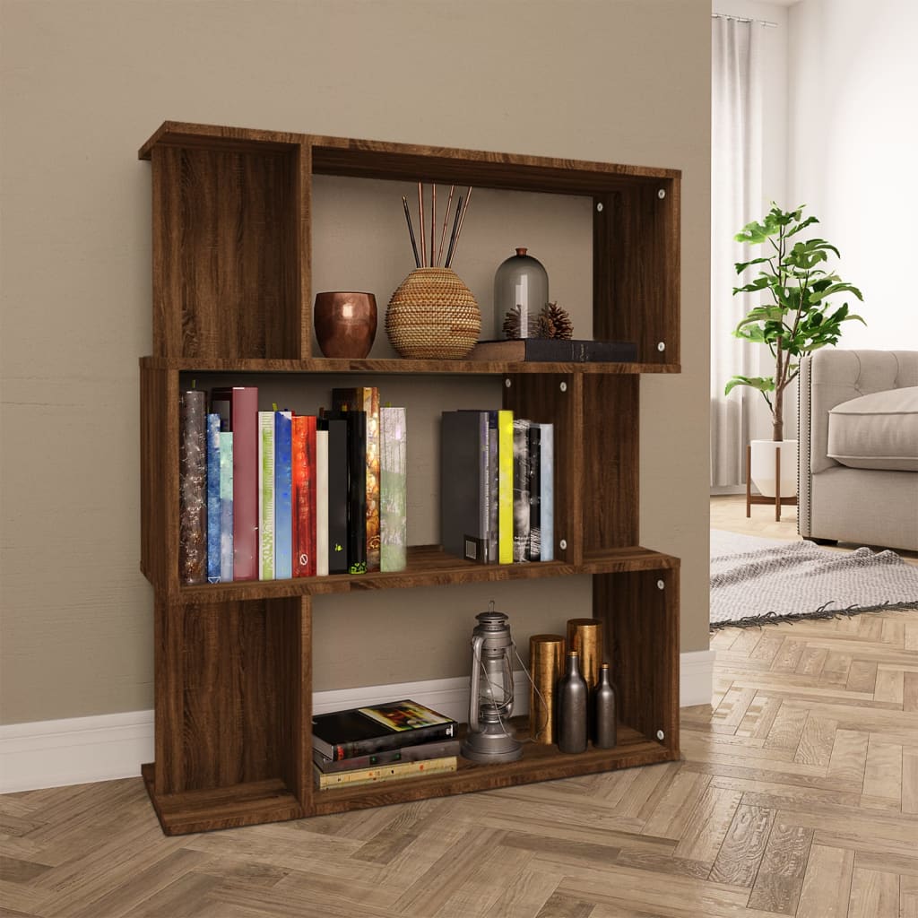 Bibliothèque/séparateur de pièce chêne brun 80x24x96 cm matériau bois