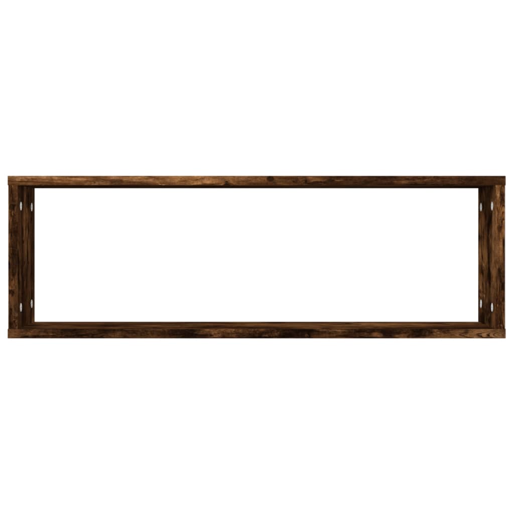 Etagères murales 2 pièces Chêne fumé 80x15x26,5 cm matériau bois