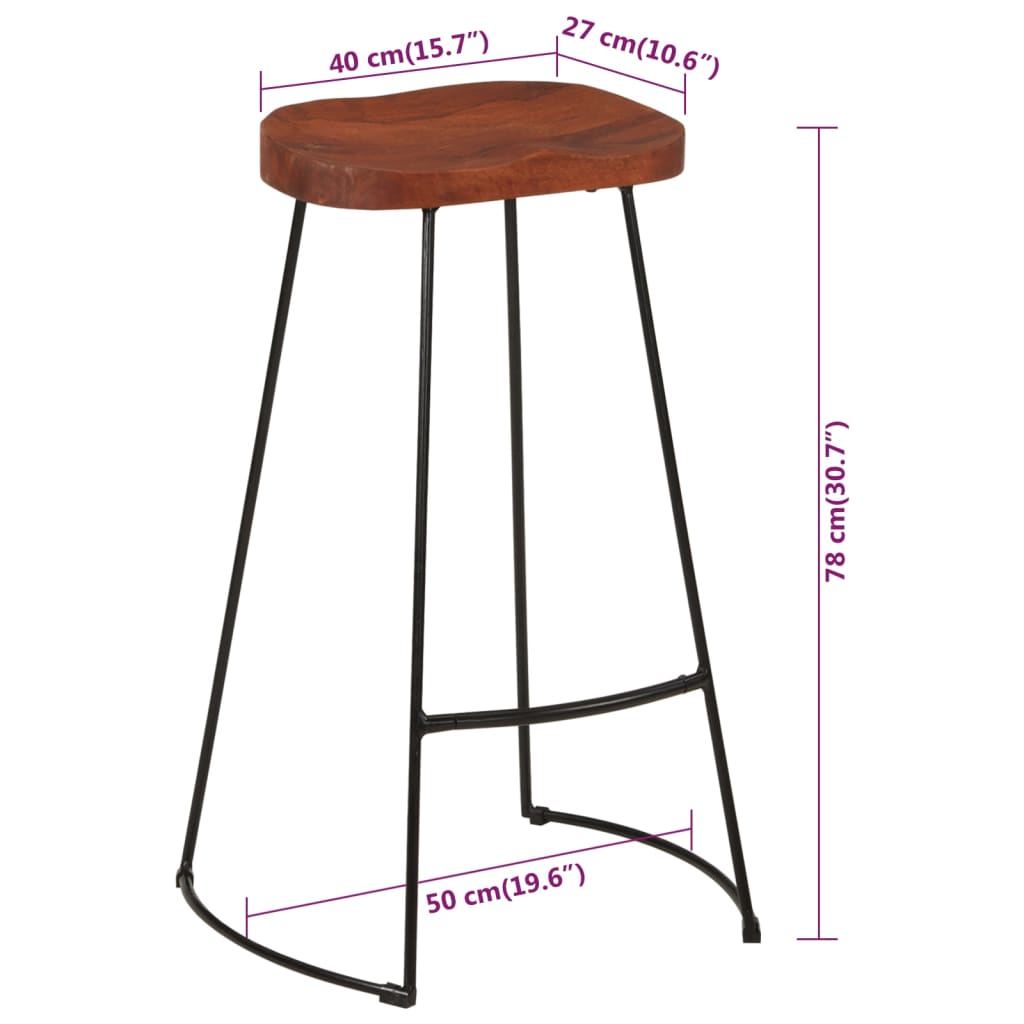 Gavin bar stools 2 pcs. 50x40x78 cm solid mango wood