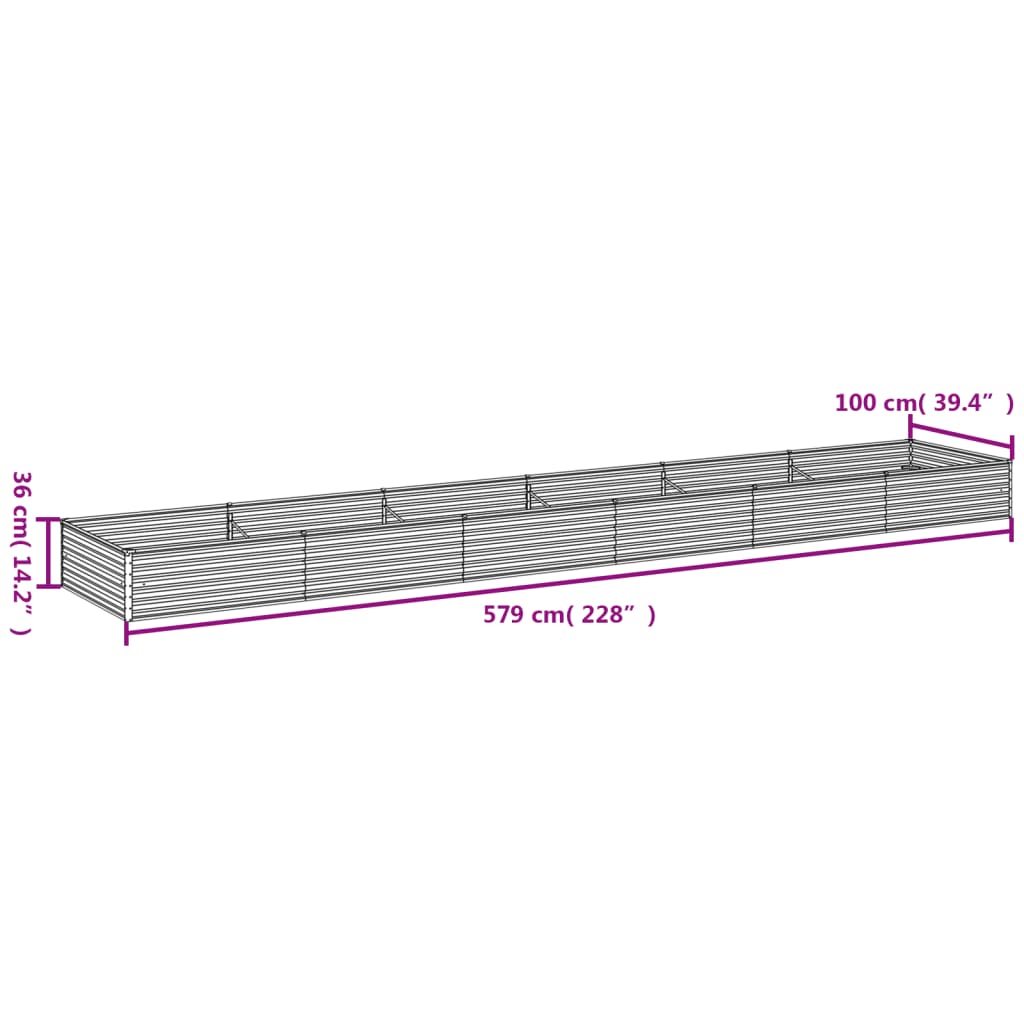 Raised bed 579x100x36 cm Corten steel