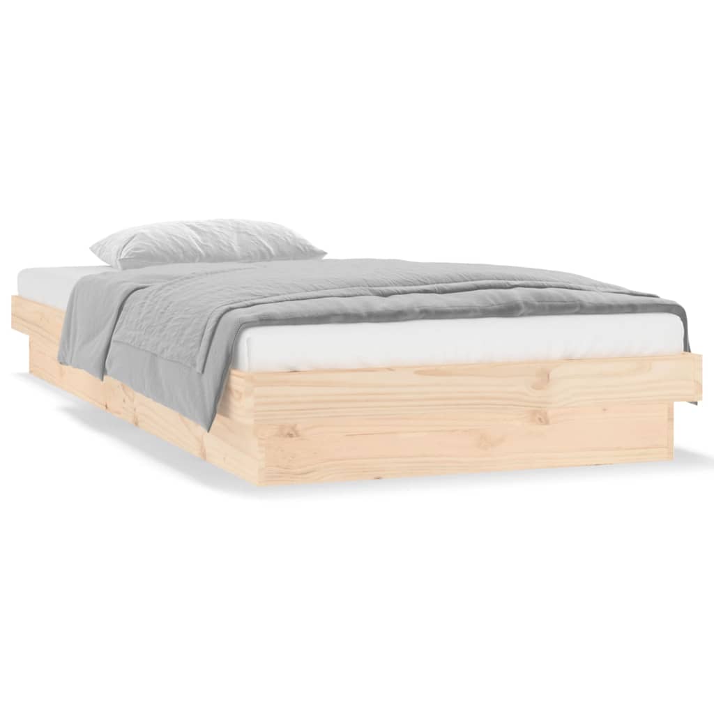 Lit en bois massif avec éclairage LED 100x200 cm