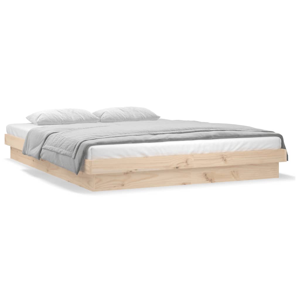 Lit en bois massif avec éclairage LED 200x200 cm massif
