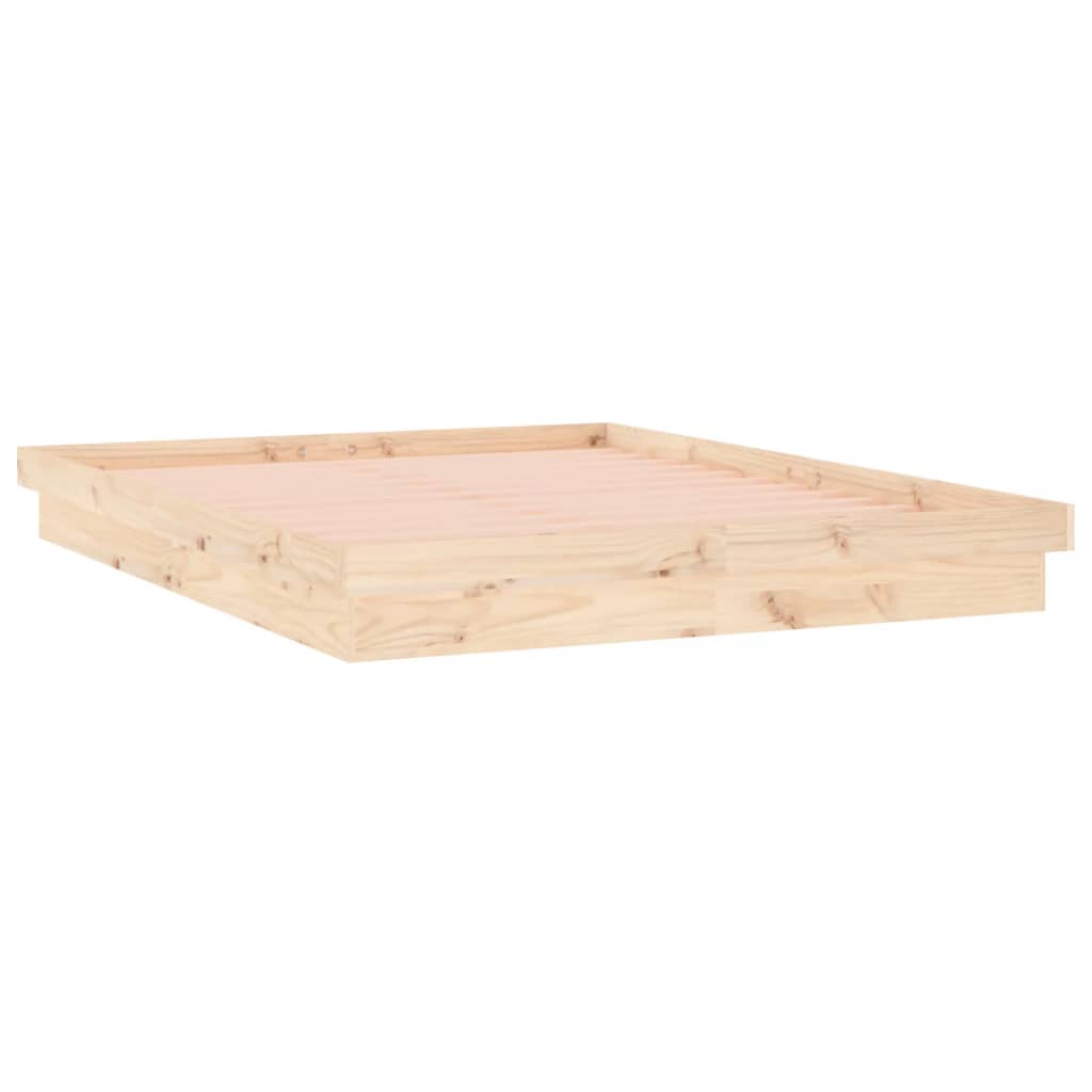 Lit en bois massif avec éclairage LED 200x200 cm massif