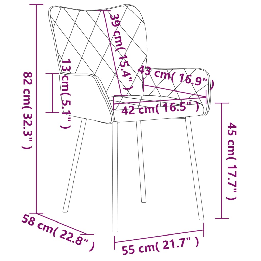 Dining room chairs 2 pcs. Dark gray fabric